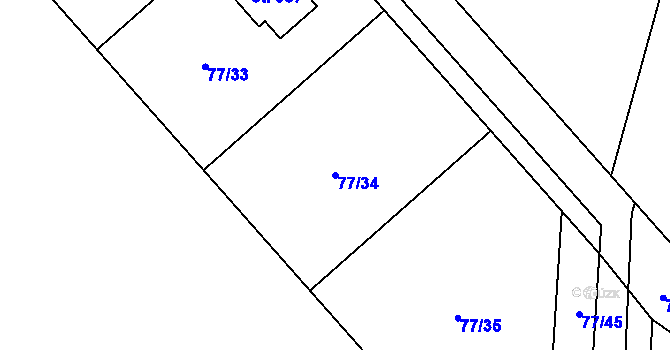 Parcela st. 77/34 v KÚ Svárov u Unhoště, Katastrální mapa