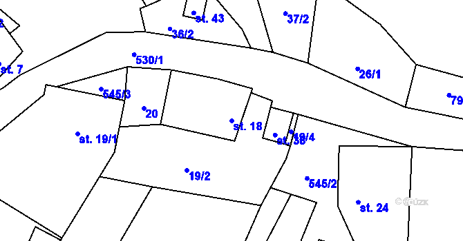Parcela st. 18 v KÚ Svárov u Velkých Opatovic, Katastrální mapa