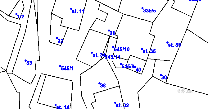 Parcela st. 545/11 v KÚ Svárov u Velkých Opatovic, Katastrální mapa