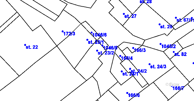 Parcela st. 23/2 v KÚ Svárov u Uherského Hradiště, Katastrální mapa