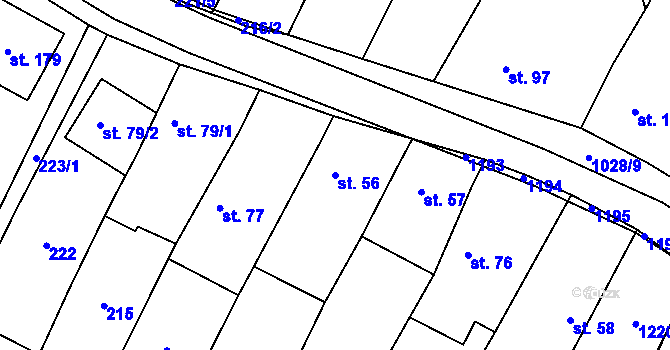 Parcela st. 56 v KÚ Svárov u Uherského Hradiště, Katastrální mapa