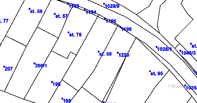Parcela st. 58 v KÚ Svárov u Uherského Hradiště, Katastrální mapa