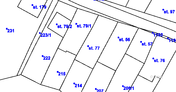 Parcela st. 77 v KÚ Svárov u Uherského Hradiště, Katastrální mapa