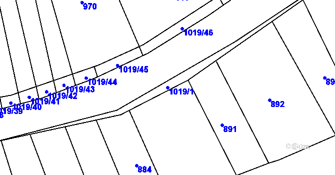 Parcela st. 1019/1 v KÚ Svárov u Uherského Hradiště, Katastrální mapa