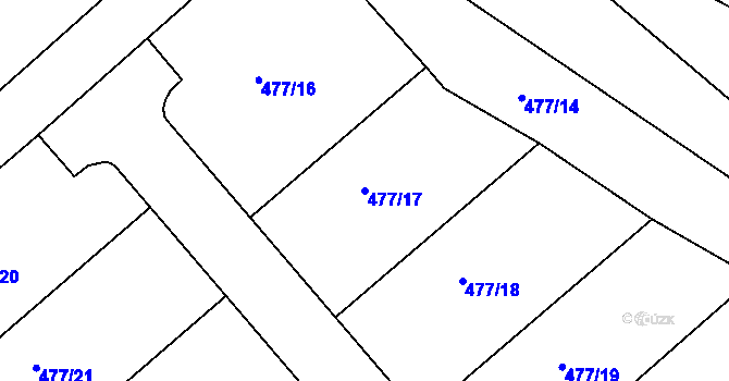 Parcela st. 477/17 v KÚ Svárov u Uherského Hradiště, Katastrální mapa