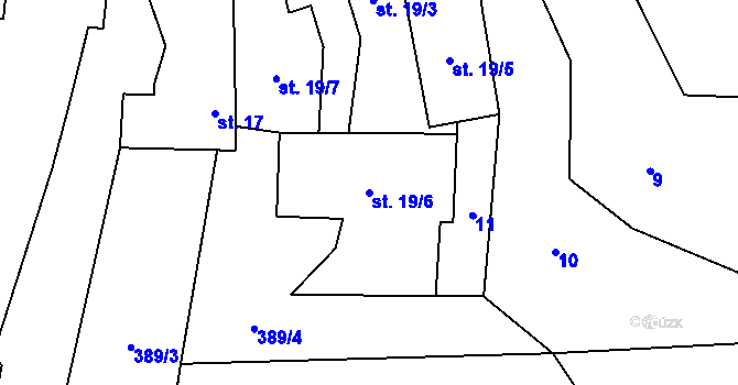 Parcela st. 19/6 v KÚ Svaryšov, Katastrální mapa