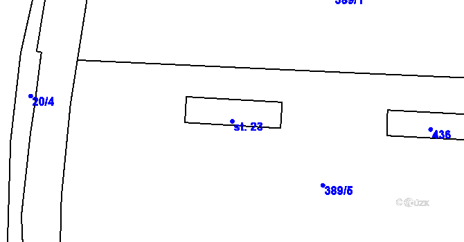 Parcela st. 23 v KÚ Svaryšov, Katastrální mapa