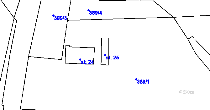 Parcela st. 25 v KÚ Svaryšov, Katastrální mapa