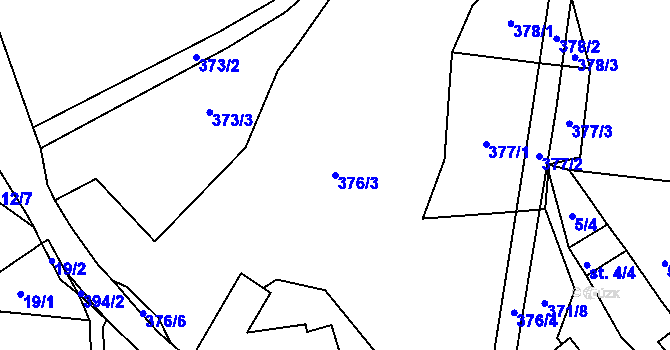 Parcela st. 376/3 v KÚ Svaryšov, Katastrální mapa