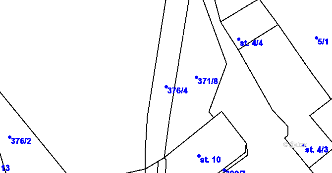 Parcela st. 376/4 v KÚ Svaryšov, Katastrální mapa