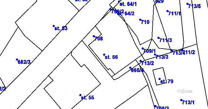 Parcela st. 56 v KÚ Svařeň, Katastrální mapa