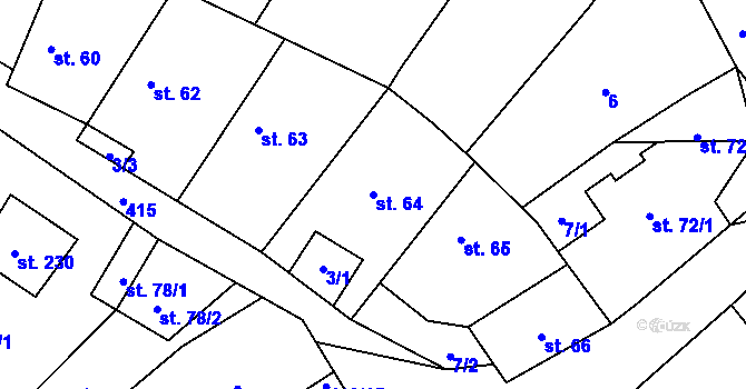 Parcela st. 64 v KÚ Svatá, Katastrální mapa