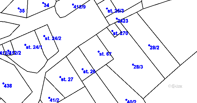 Parcela st. 67 v KÚ Svatá, Katastrální mapa