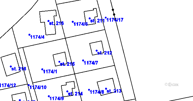 Parcela st. 212 v KÚ Svatá, Katastrální mapa