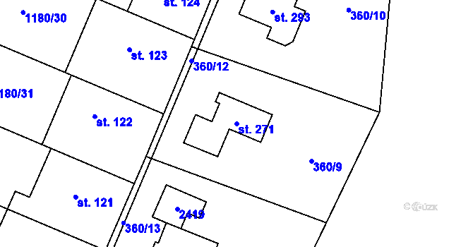 Parcela st. 271 v KÚ Svatá, Katastrální mapa