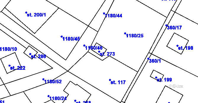 Parcela st. 273 v KÚ Svatá, Katastrální mapa