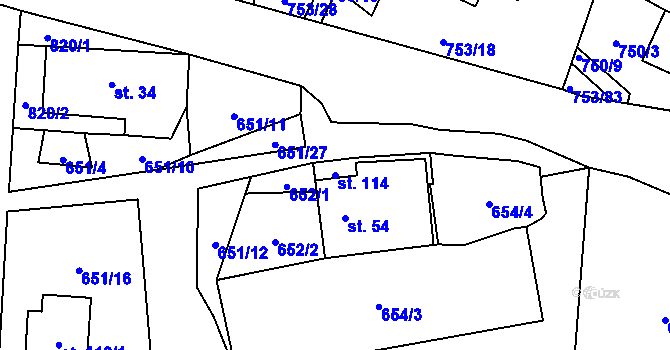 Parcela st. 114 v KÚ Svatá Maří, Katastrální mapa