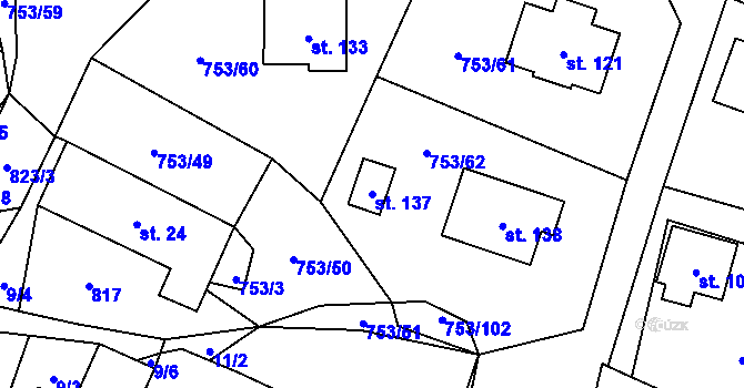 Parcela st. 137 v KÚ Svatá Maří, Katastrální mapa