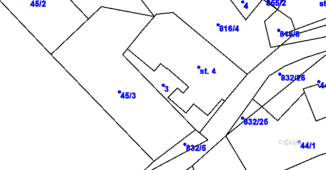 Parcela st. 3 v KÚ Svatá Maří, Katastrální mapa
