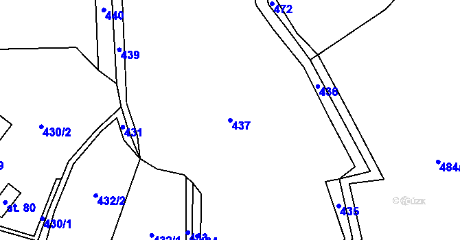 Parcela st. 437 v KÚ Svatá Maří, Katastrální mapa