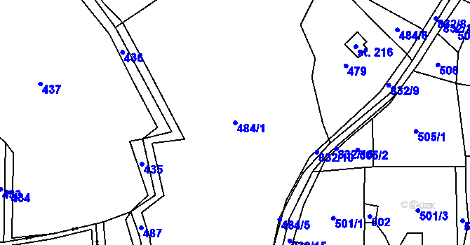 Parcela st. 484/1 v KÚ Svatá Maří, Katastrální mapa