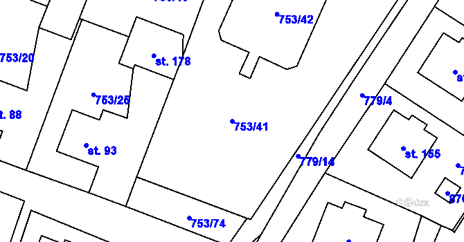 Parcela st. 753/41 v KÚ Svatá Maří, Katastrální mapa