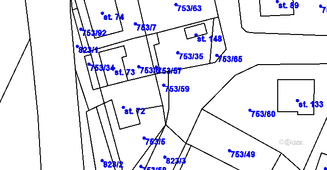 Parcela st. 753/59 v KÚ Svatá Maří, Katastrální mapa