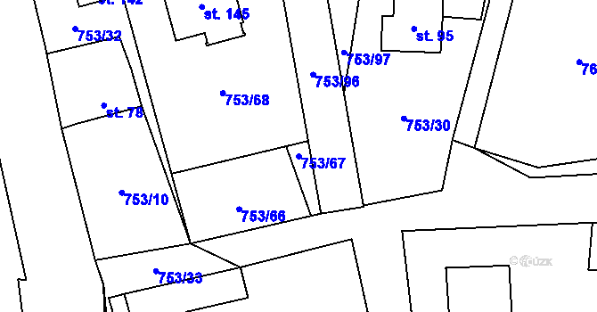 Parcela st. 753/67 v KÚ Svatá Maří, Katastrální mapa