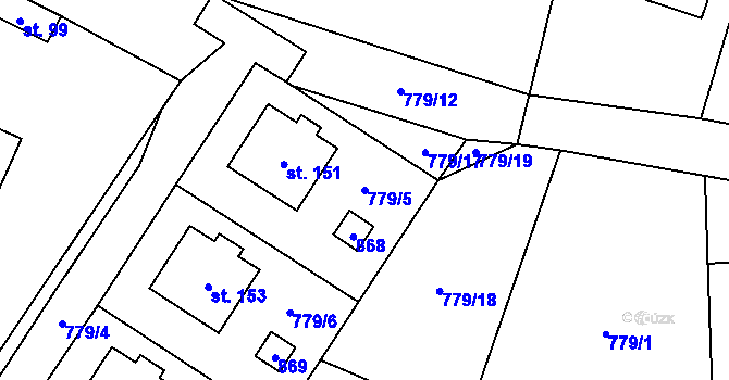 Parcela st. 779/5 v KÚ Svatá Maří, Katastrální mapa