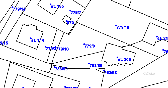 Parcela st. 779/9 v KÚ Svatá Maří, Katastrální mapa