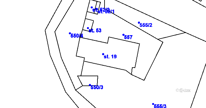 Parcela st. 19 v KÚ Trhonín, Katastrální mapa