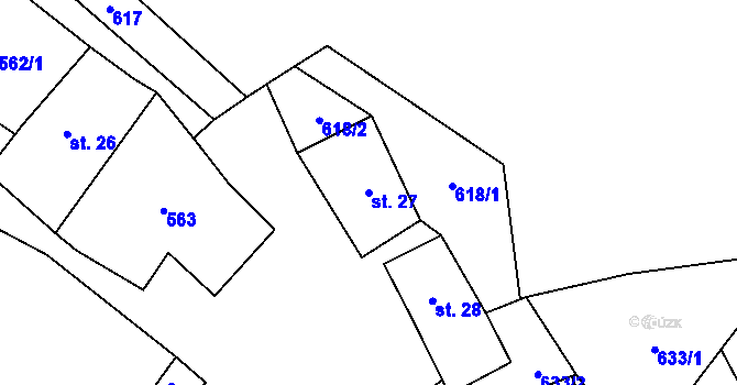 Parcela st. 27 v KÚ Trhonín, Katastrální mapa