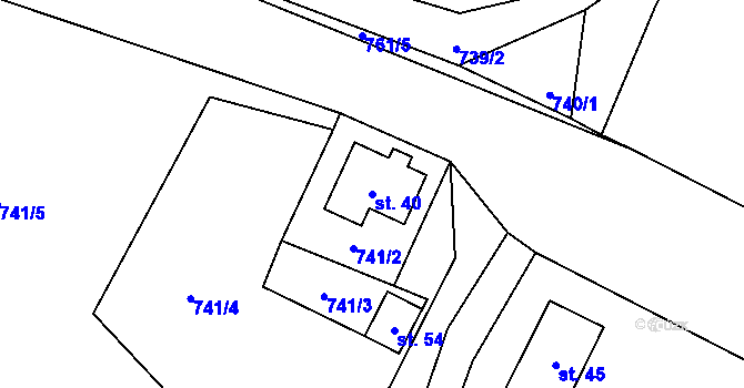 Parcela st. 40 v KÚ Trhonín, Katastrální mapa