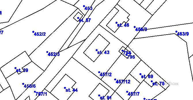 Parcela st. 43 v KÚ Trhonín, Katastrální mapa