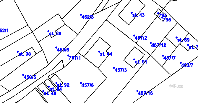 Parcela st. 44 v KÚ Trhonín, Katastrální mapa