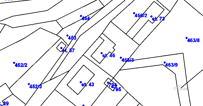 Parcela st. 46 v KÚ Trhonín, Katastrální mapa