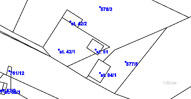 Parcela st. 51 v KÚ Trhonín, Katastrální mapa