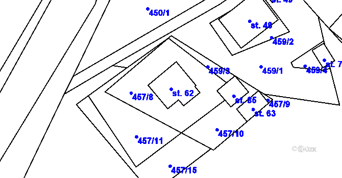 Parcela st. 62 v KÚ Trhonín, Katastrální mapa