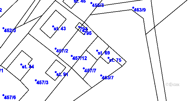 Parcela st. 69 v KÚ Trhonín, Katastrální mapa