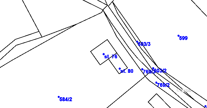 Parcela st. 76 v KÚ Trhonín, Katastrální mapa