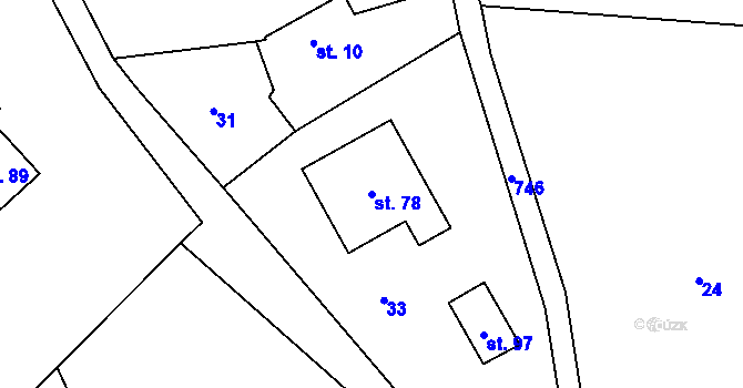 Parcela st. 78 v KÚ Trhonín, Katastrální mapa