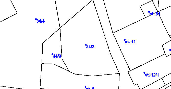Parcela st. 34/2 v KÚ Trhonín, Katastrální mapa