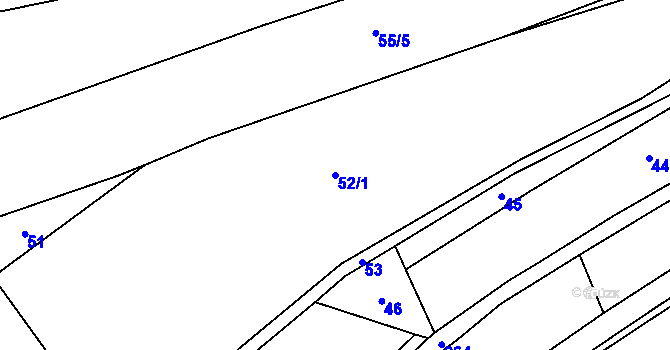 Parcela st. 52/1 v KÚ Trhonín, Katastrální mapa