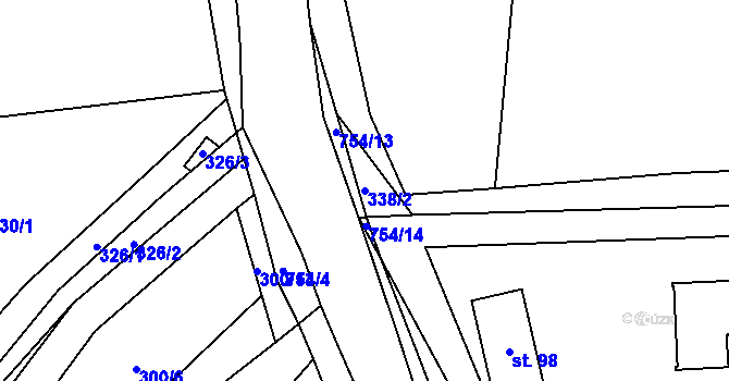 Parcela st. 338/2 v KÚ Trhonín, Katastrální mapa