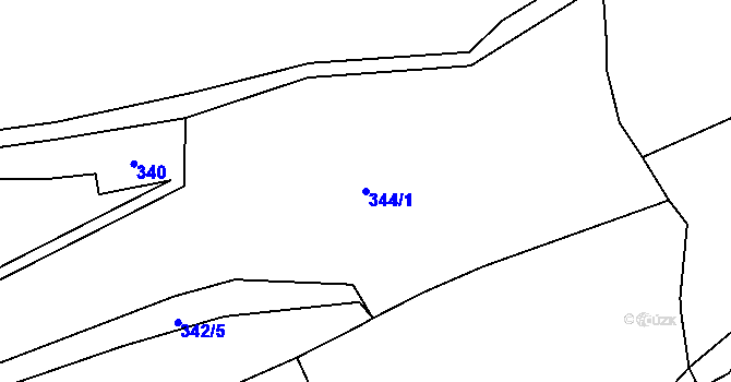 Parcela st. 344/1 v KÚ Trhonín, Katastrální mapa