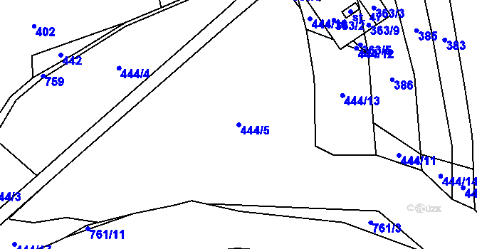 Parcela st. 444/5 v KÚ Trhonín, Katastrální mapa