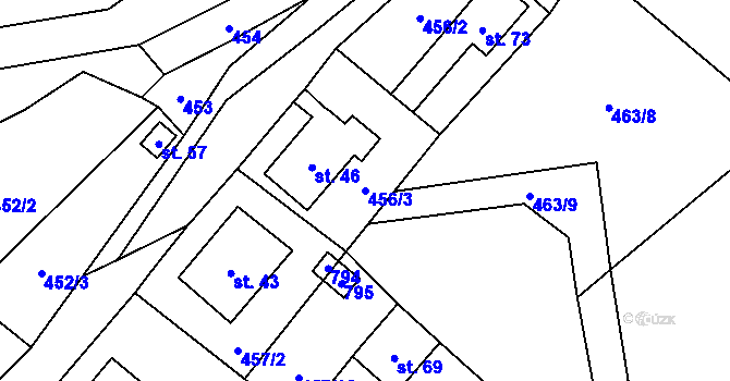 Parcela st. 456/3 v KÚ Trhonín, Katastrální mapa