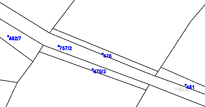 Parcela st. 476 v KÚ Trhonín, Katastrální mapa