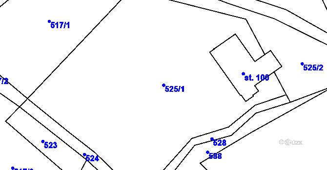 Parcela st. 525/1 v KÚ Trhonín, Katastrální mapa