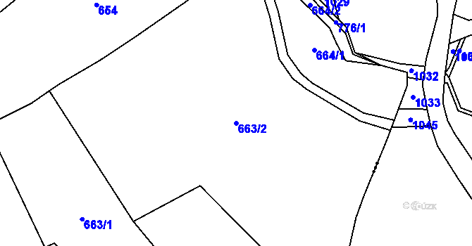 Parcela st. 663/2 v KÚ Trhonín, Katastrální mapa